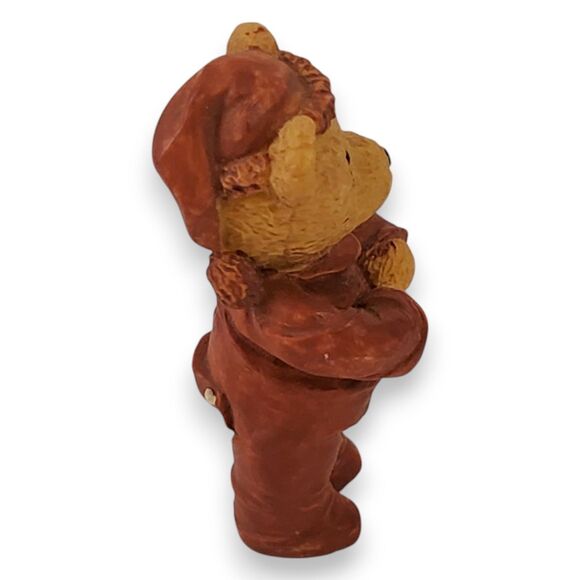 Lot of 3 Vintage Resin Teddy Bear Figurines Kitsch 80s 90s Decor Overalls PJs - Picture 15 of 16